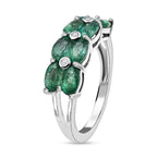 AAA Gemfields Emerald and Natural Zircon Ring in Rhodium Overlay Sterling Silver 1.82 Ct