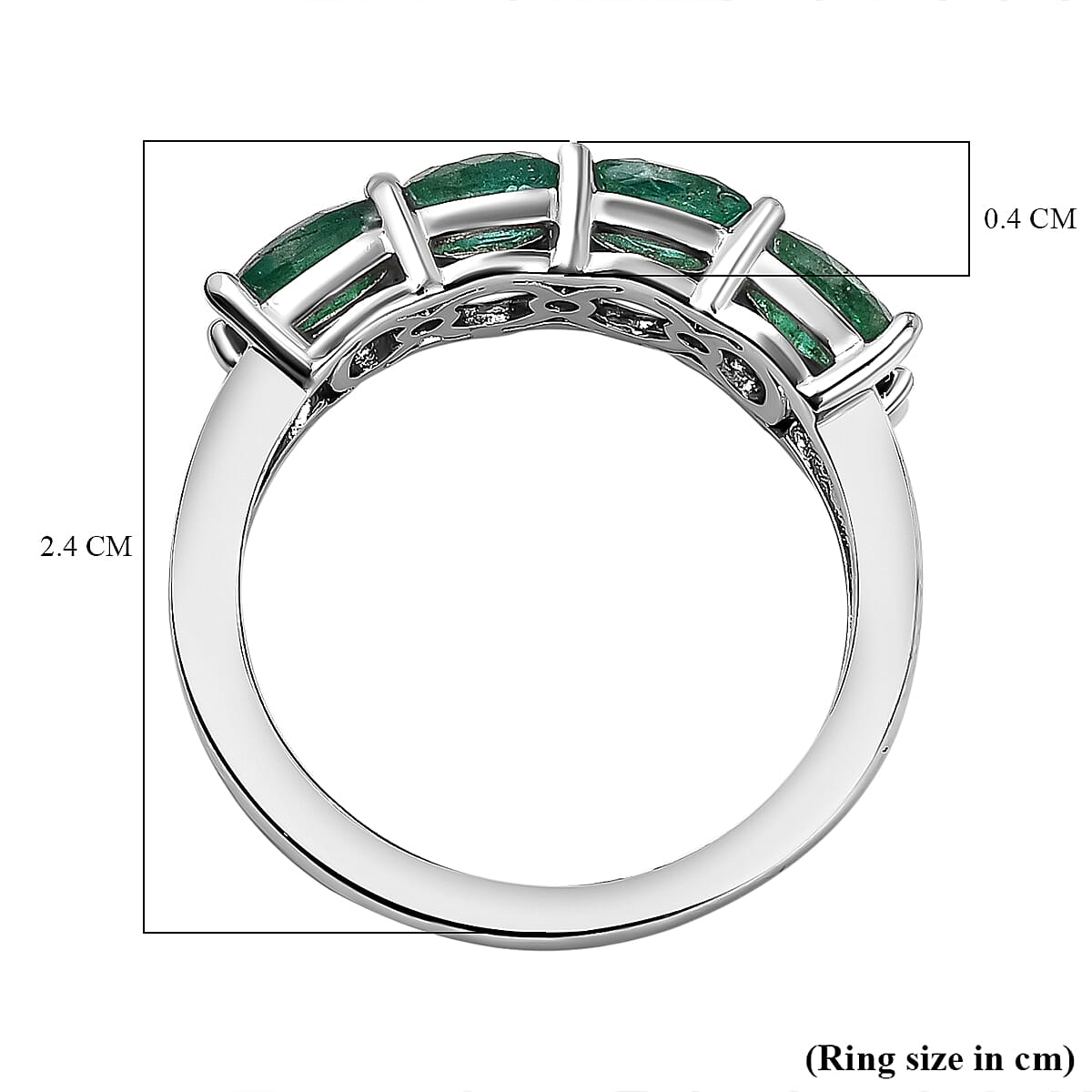 AAA Gemfields Emerald and Natural Zircon Ring in Rhodium Overlay Sterling Silver 1.82 Ct 7527107 5