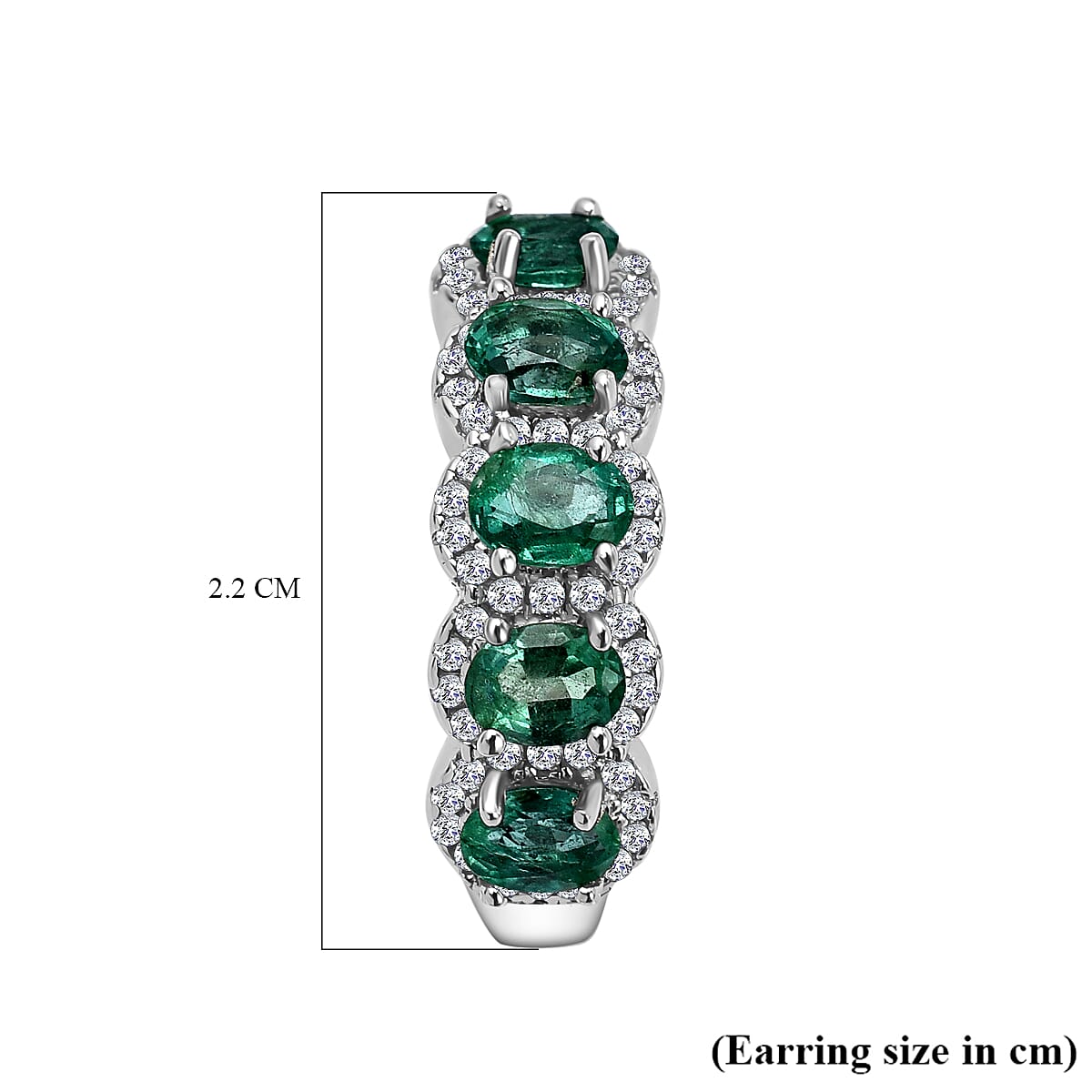 AAA Gemfields Natural Zircon and Emerald Hoop Earrings in Rhodium Overlay Sterling Silver 2.39 Ct, Silver Wt. 5.21 Gms 7527183 4