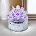 Gift Packed - AAA Purple Austrian Crystal and Faceted Glass Lotus with Solar Rotation.
