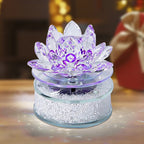 Gift Packed - AAA Purple Austrian Crystal and Faceted Glass Lotus with Solar Rotation.