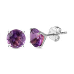 AAA Rose De France Amethyst Solitaire Stud Push Post Earring in Rhodium Overlay Sterling Silver 3.70 Ct.