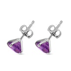 AAA Rose De France Amethyst Solitaire Stud Push Post Earring in Rhodium Overlay Sterling Silver 3.70 Ct.