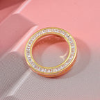 AAA Simulated Diamond (Bgt) Circle Pendant in Yellow Gold Overlay Sterling Silver