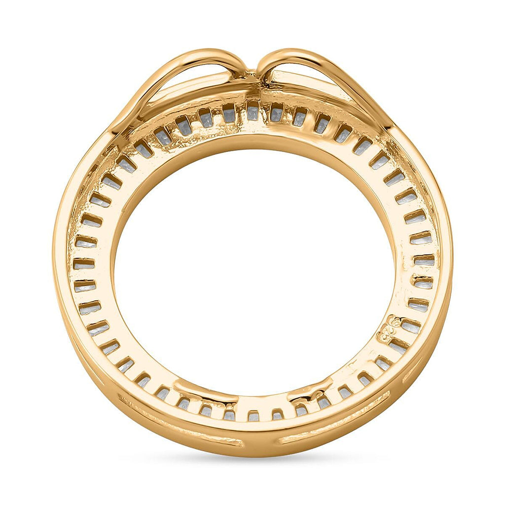 AAA Simulated Diamond (Bgt) Circle Pendant in Yellow Gold Overlay Sterling Silver