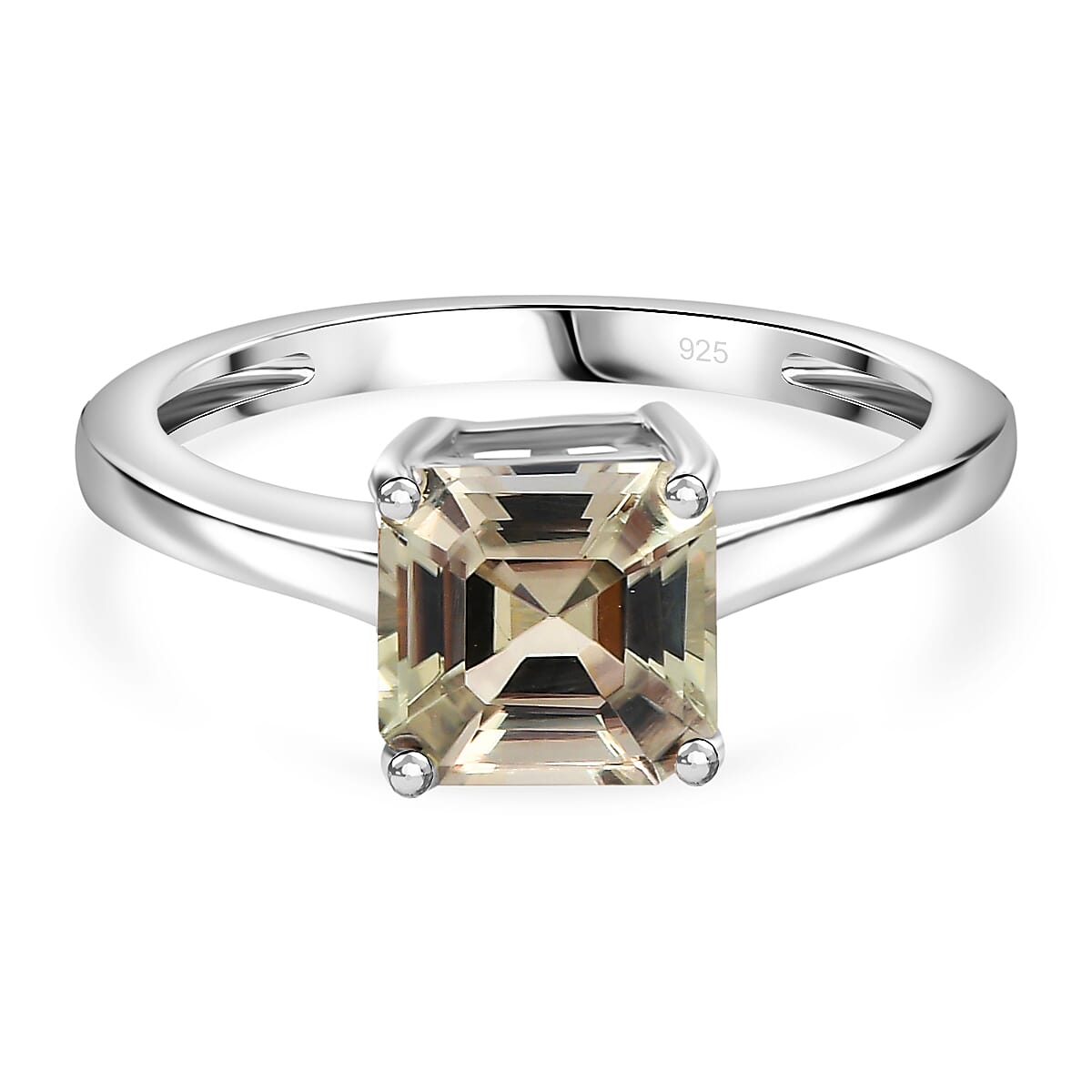 AAA Turkizite Asscher Cut Solitaire Ring in Rhodium Overlay Sterling Silver 2.00  Ct. 7965951 0