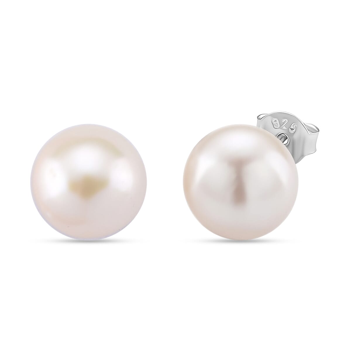 AAA White Edison Pearl Earring with Push Back in Rhodium Overlay Sterling Silver 16.48 Ct. 8191784 0
