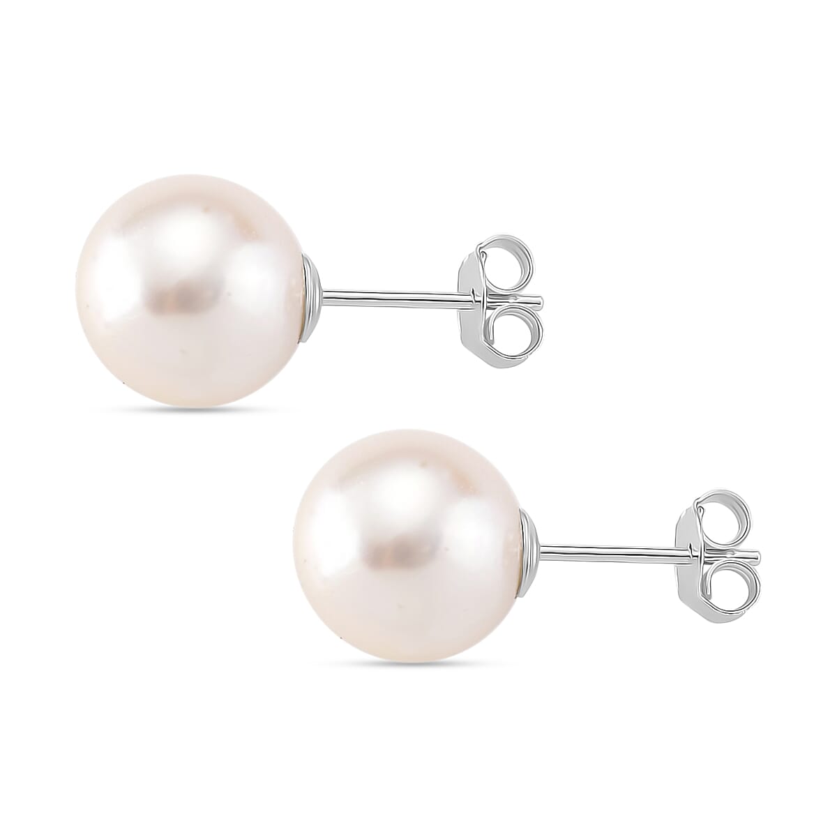 AAA White Edison Pearl Earring with Push Back in Rhodium Overlay Sterling Silver 16.48 Ct. 8191784 3