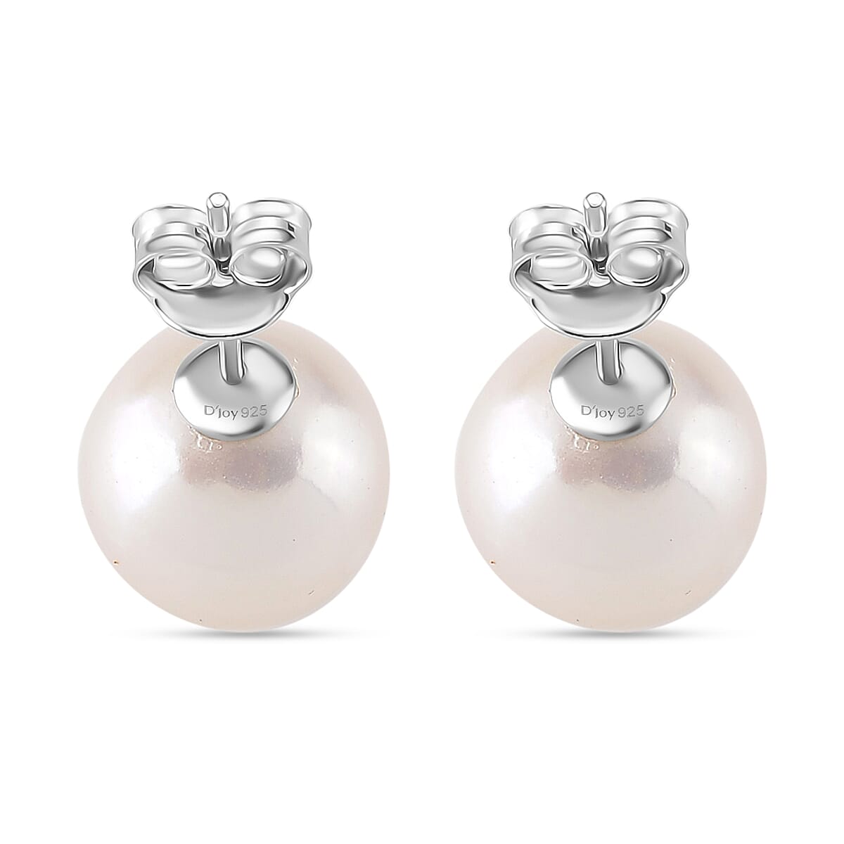 AAA White Edison Pearl Earring with Push Back in Rhodium Overlay Sterling Silver 16.48 Ct. 8191784 4