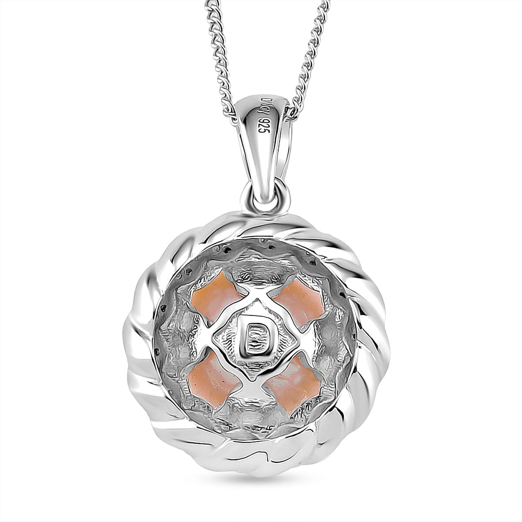 AAA Edison Pearl (11-12 MM) & Moissanite Pendant with Chain (Size 18) in Rhodium Overlay Sterling Silver.