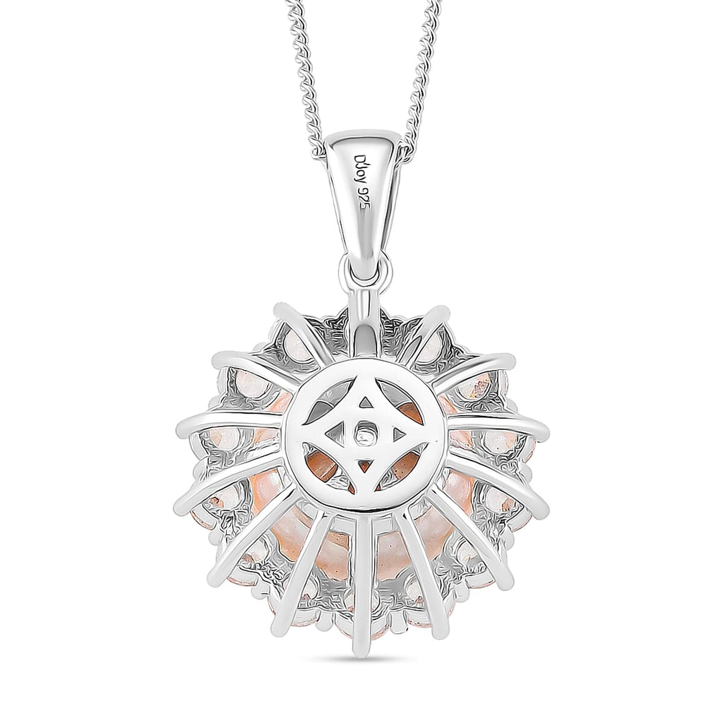 AAA White Edison Pearl (11-12 MM) & Natural Zircon Pendant with Chain (Size 18) in Rhodium Overlay Sterling Silver 11.83 Ct.