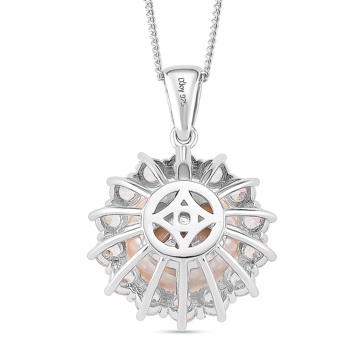 AAA White Edison Pearl (11-12 MM) &amp; Natural Zircon Pendant with Chain (Size 18) in Rhodium Overlay Sterling Silver 11.83 Ct. 4397190 3