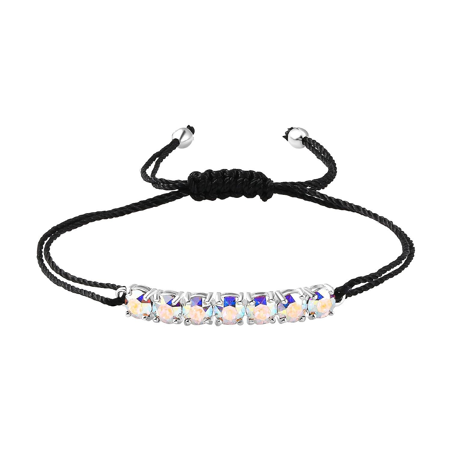 Rose Peach Austrian Crystal Bracelet (Size 6.5 - 9.5 Adjustable) in Sterling Silver 7165420 0