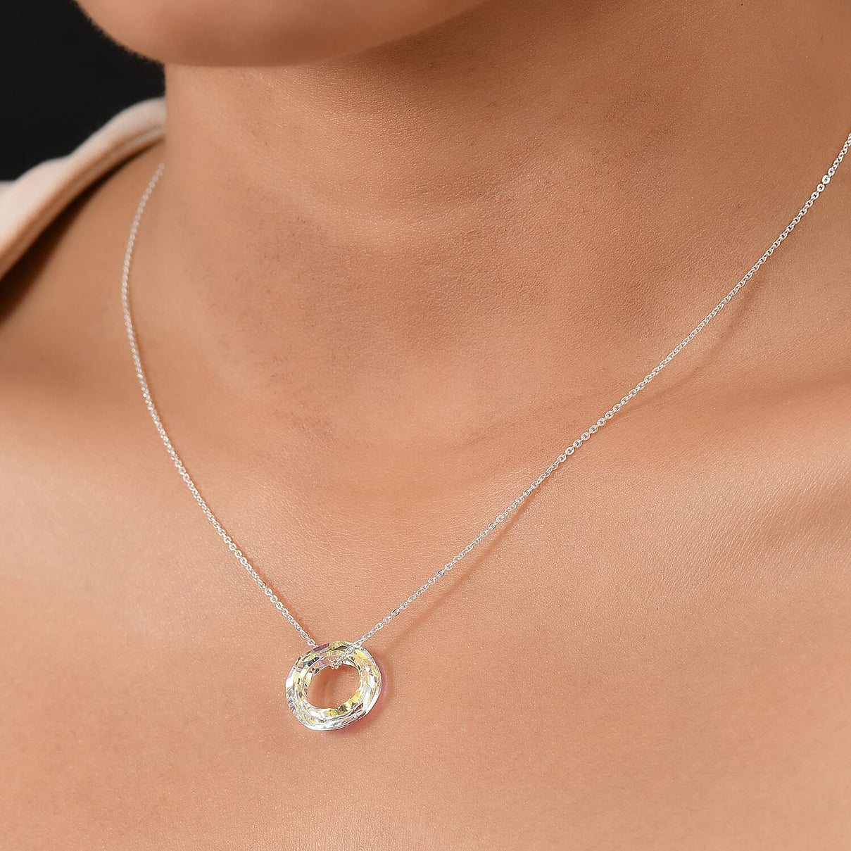 AB Swarovski Crystal Pendant with Chain (Size 20) Sterling Silver 3.65 Ct. 4373831 2