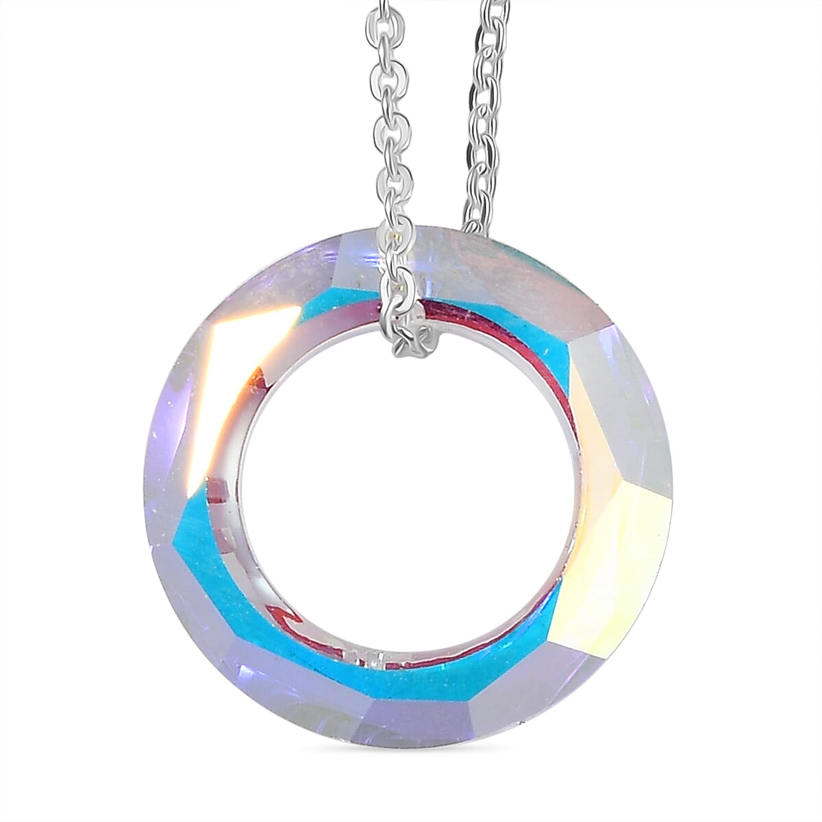 AB Swarovski Crystal Pendant with Chain (Size 20) Sterling Silver 3.65 Ct. 4373831 5