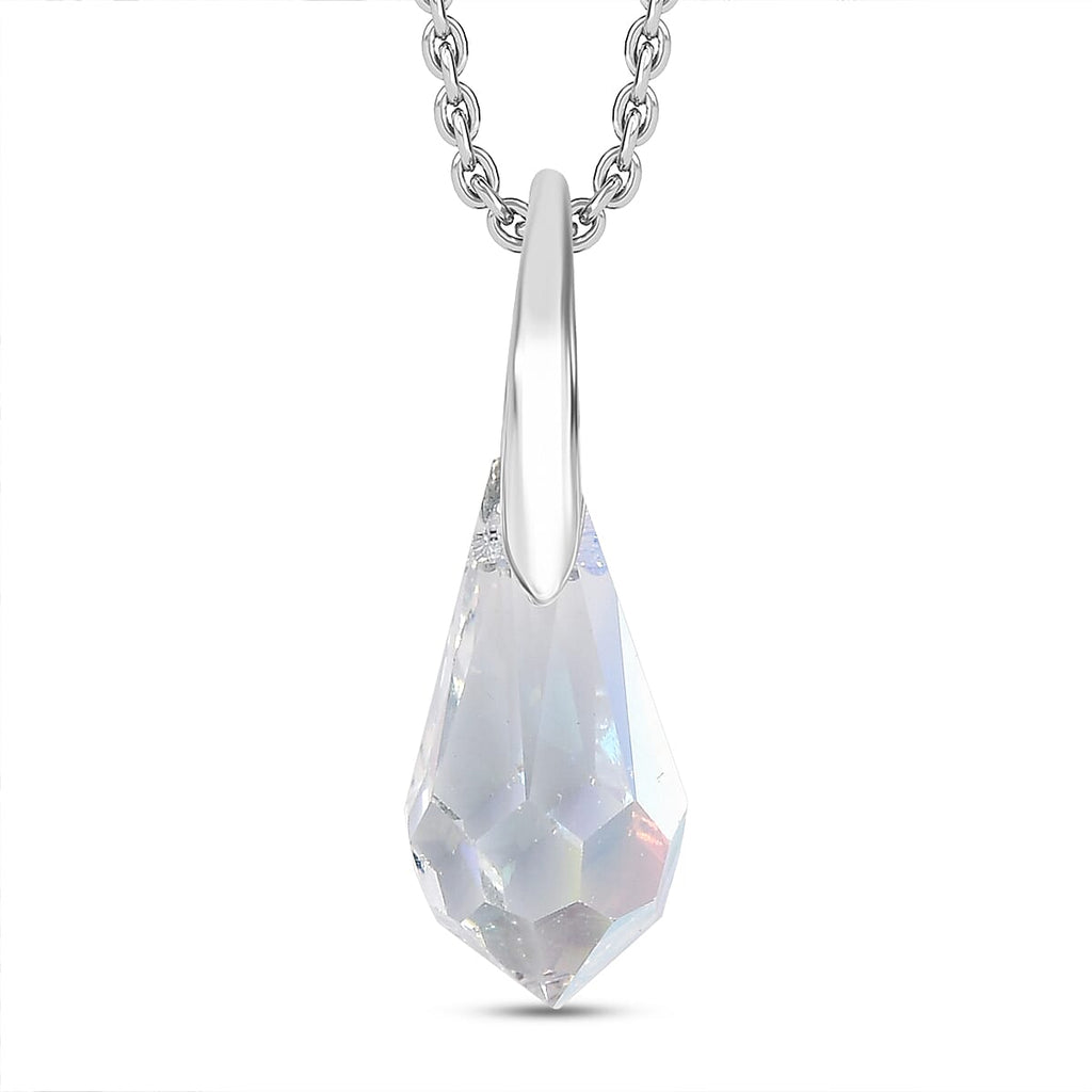 AB Swarovski Crystal Pendant with Chain (Size 20) in Platinum Overlay Sterling Silver 4.34 Ct.