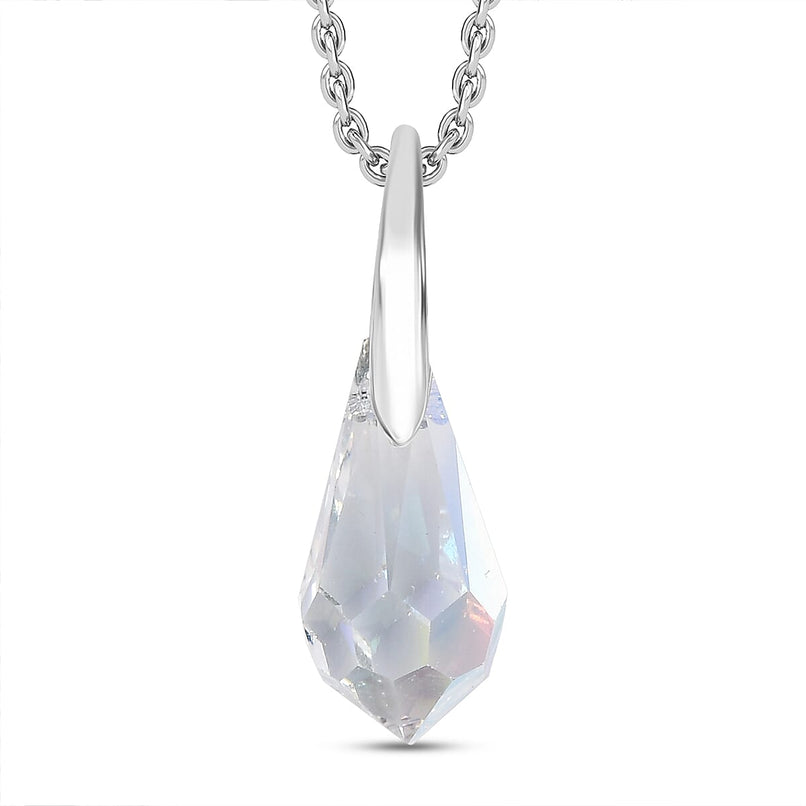 AB Swarovski Crystal Pendant with Chain (Size 20) in Platinum Overlay Sterling Silver 4.34 Ct.