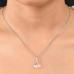AB Swarovski Crystal Pendant with Chain (Size 20) in Platinum Overlay Sterling Silver 4.34 Ct.