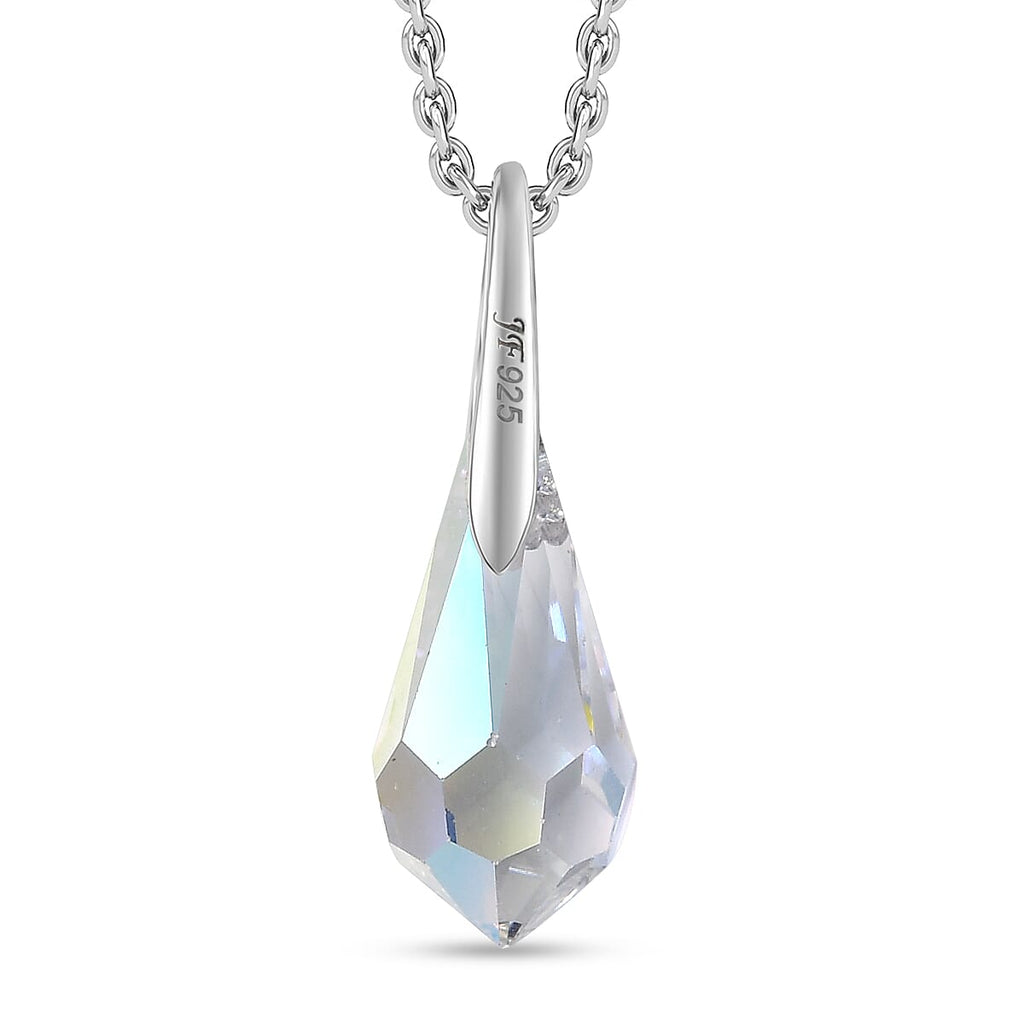 AB Swarovski Crystal Pendant with Chain (Size 20) in Platinum Overlay Sterling Silver 4.34 Ct.