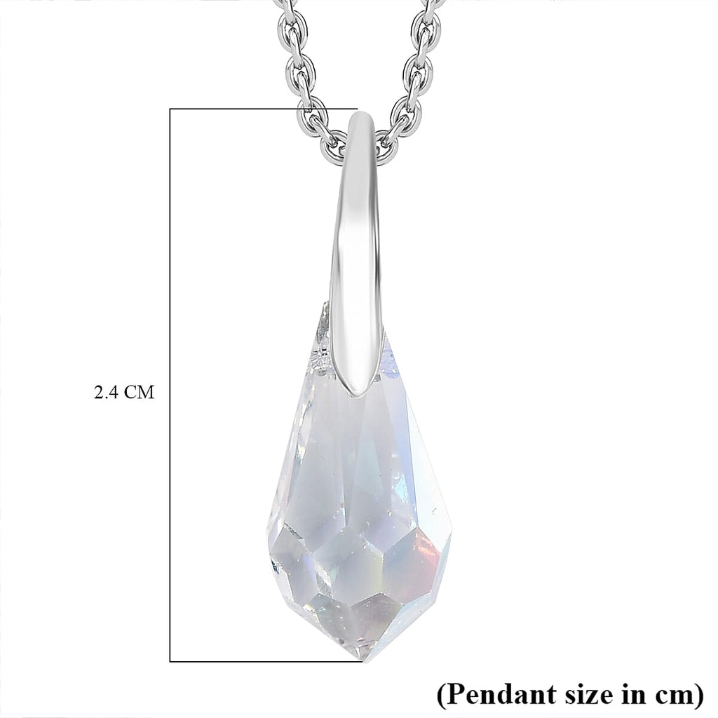 AB Swarovski Crystal Pendant with Chain (Size 20) in Platinum Overlay Sterling Silver 4.34 Ct.