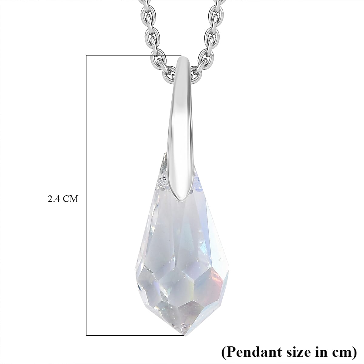 AB Swarovski Crystal Pendant with Chain (Size 20) in Platinum Overlay Sterling Silver 4.34 Ct. V32699325 6