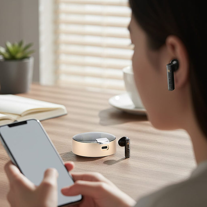 AEMAi-PRO45 Bluetooth V5.3 Earphones - 4-5 Hour Talk Time, 13mm Titanium Speaker - Type-C Charging - Gold 8245076 2