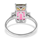 AGI Certified 14K White Gold AAA Bi-Color Tourmaline and Diamond (I2-G-H) Ring 4.61 Ct