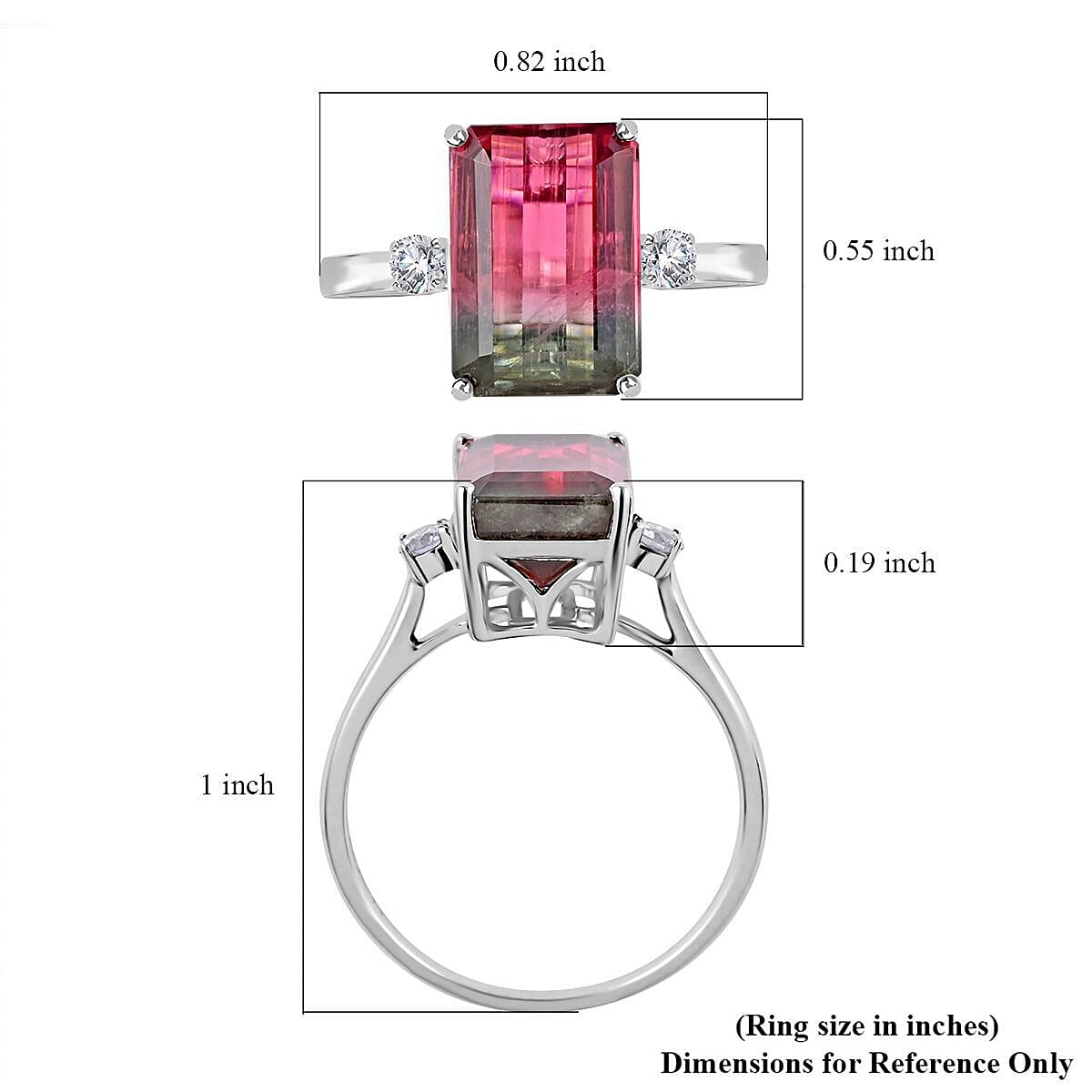 AGI Certified 14K White Gold AAA Bi-Color Tourmaline and Diamond (I2-G-H) Ring 4.61 Ct 7336816 5