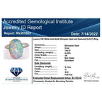 AGI Certified and Appraised 14K White Gold AAA Ethiopian Welo Opal and Diamond (I1) Ring 4.35 Ct.
