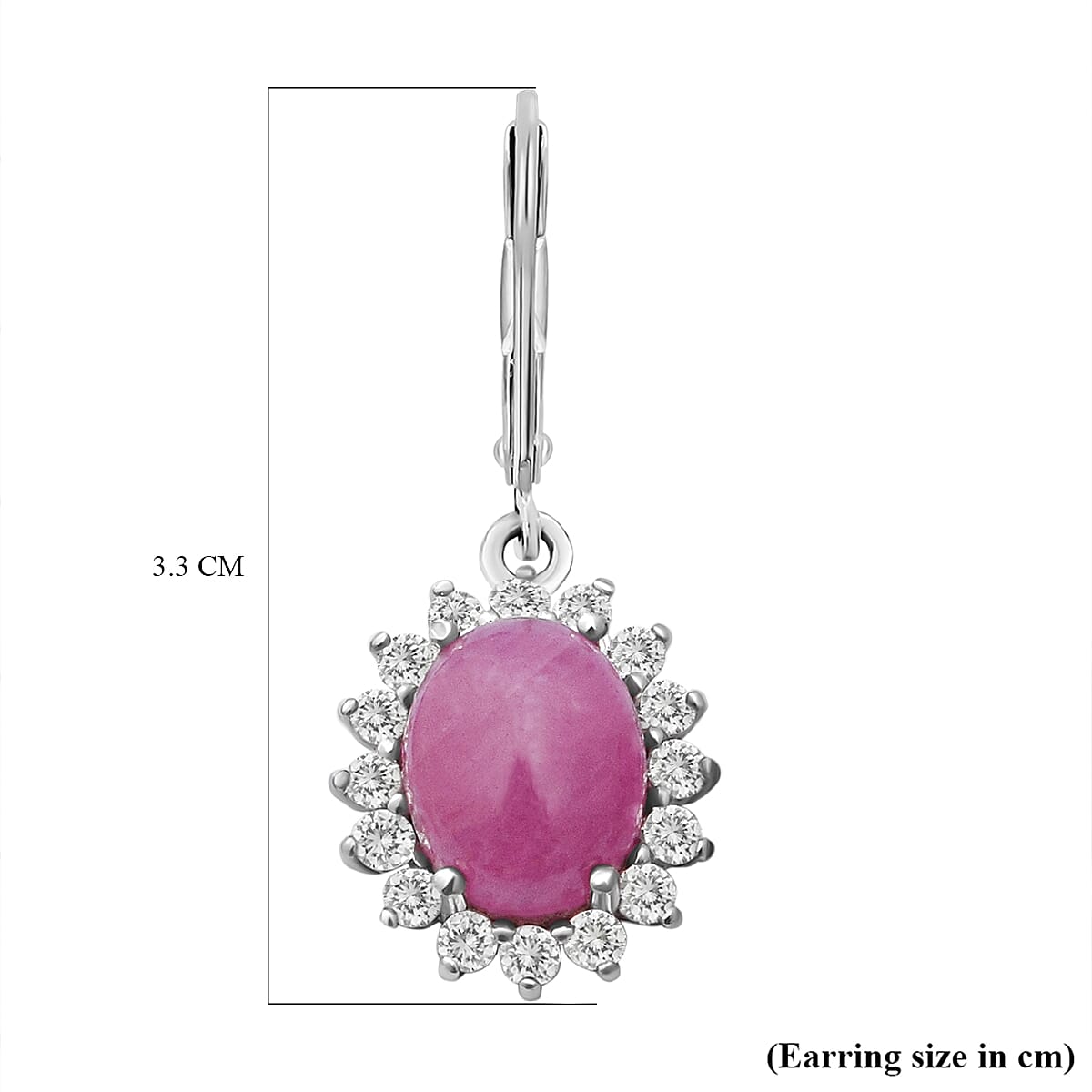 AIG Certified Halo Natural Pink Sapphire Drop Earrings with Natural Cambodian Zircon in Rhodium Plated  Sterling Silver 9.69 Ct. 8858986 4