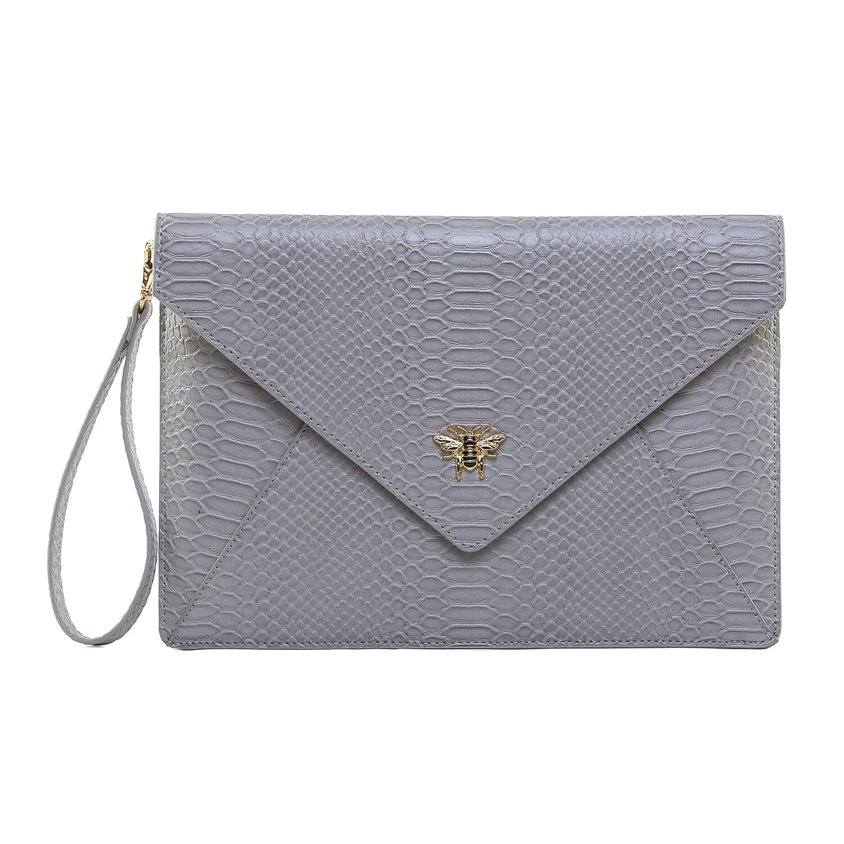 ALICE WHEELER Chelsea Envelope Snake Pattern Clutch Bag  - Grey 8945348 0