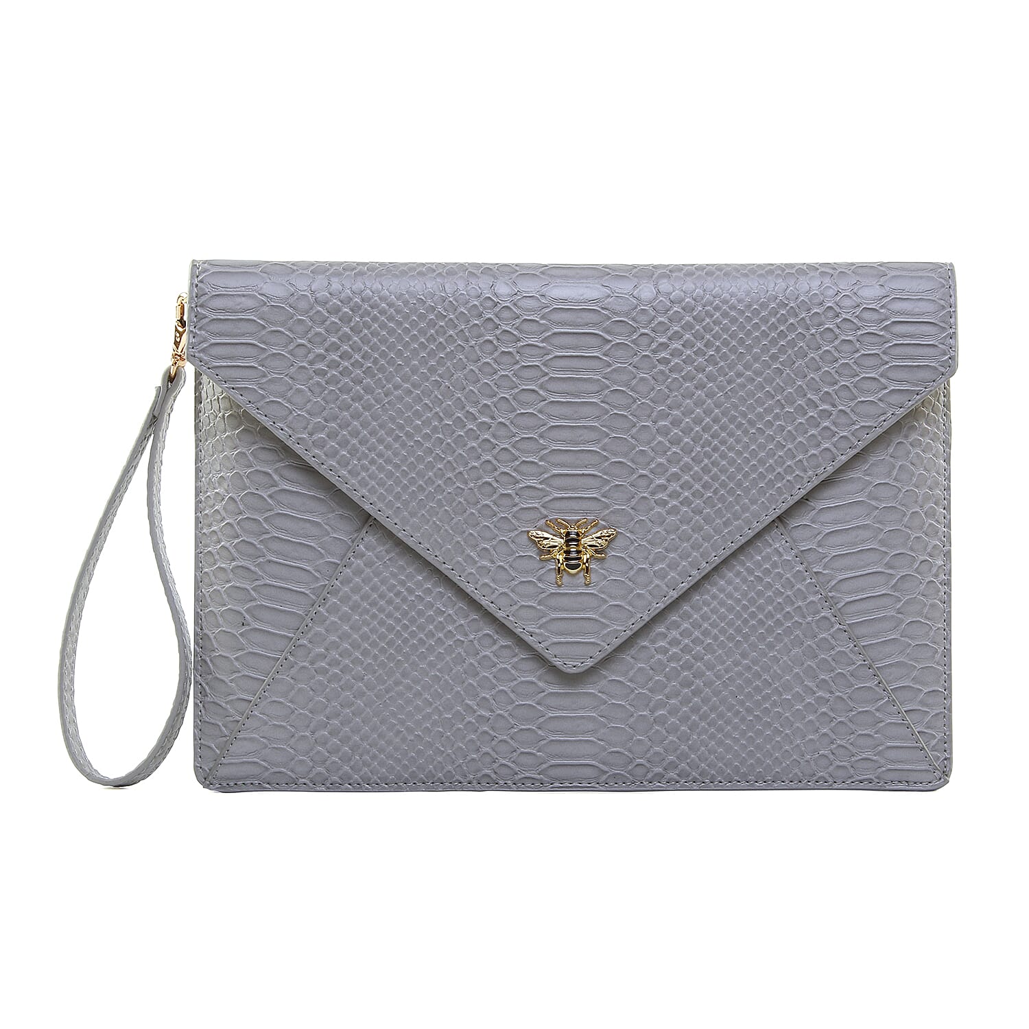 ALICE WHEELER Chelsea Envelope Snake Pattern Clutch Bag  - Grey 8945348 0