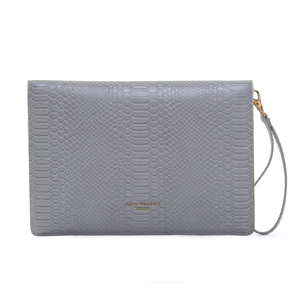 ALICE WHEELER Chelsea Envelope Snake Pattern Clutch Bag  - Grey 8945348 1
