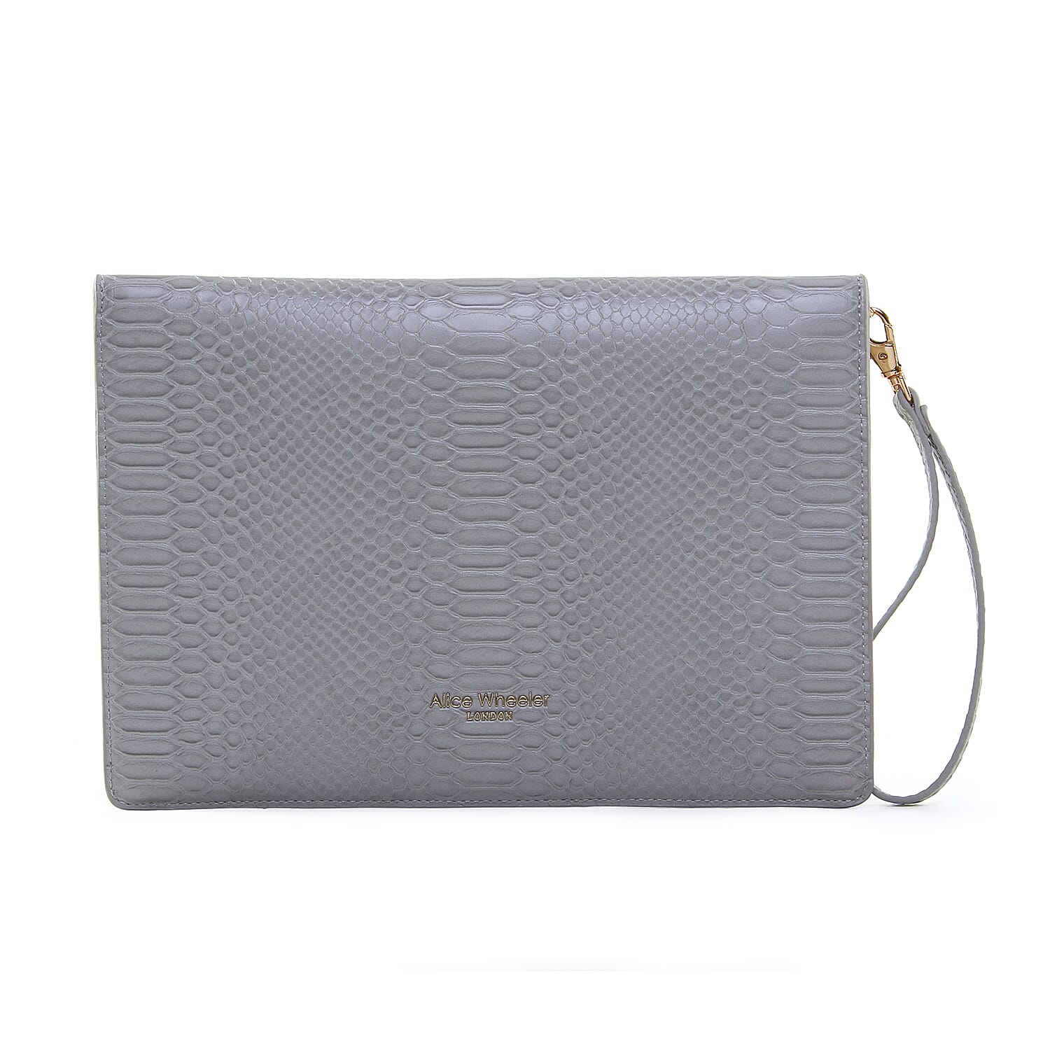 ALICE WHEELER Chelsea Envelope Snake Pattern Clutch Bag  - Grey 8945348 1
