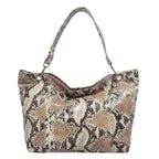 ASSOTS LONDON Angela 100% Genuine Leather Snake Skin Pattern Hobo Bag - Tan