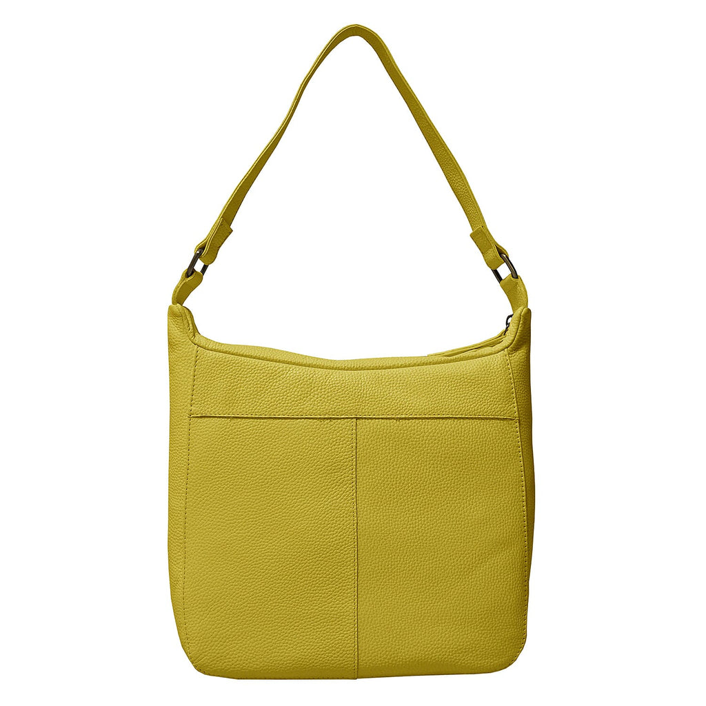 ASSOTS LONDON Bianca Genuine Pebble Grain Leather Slouchy Hobo Bag (Size 23x31x18cm) - Yellow