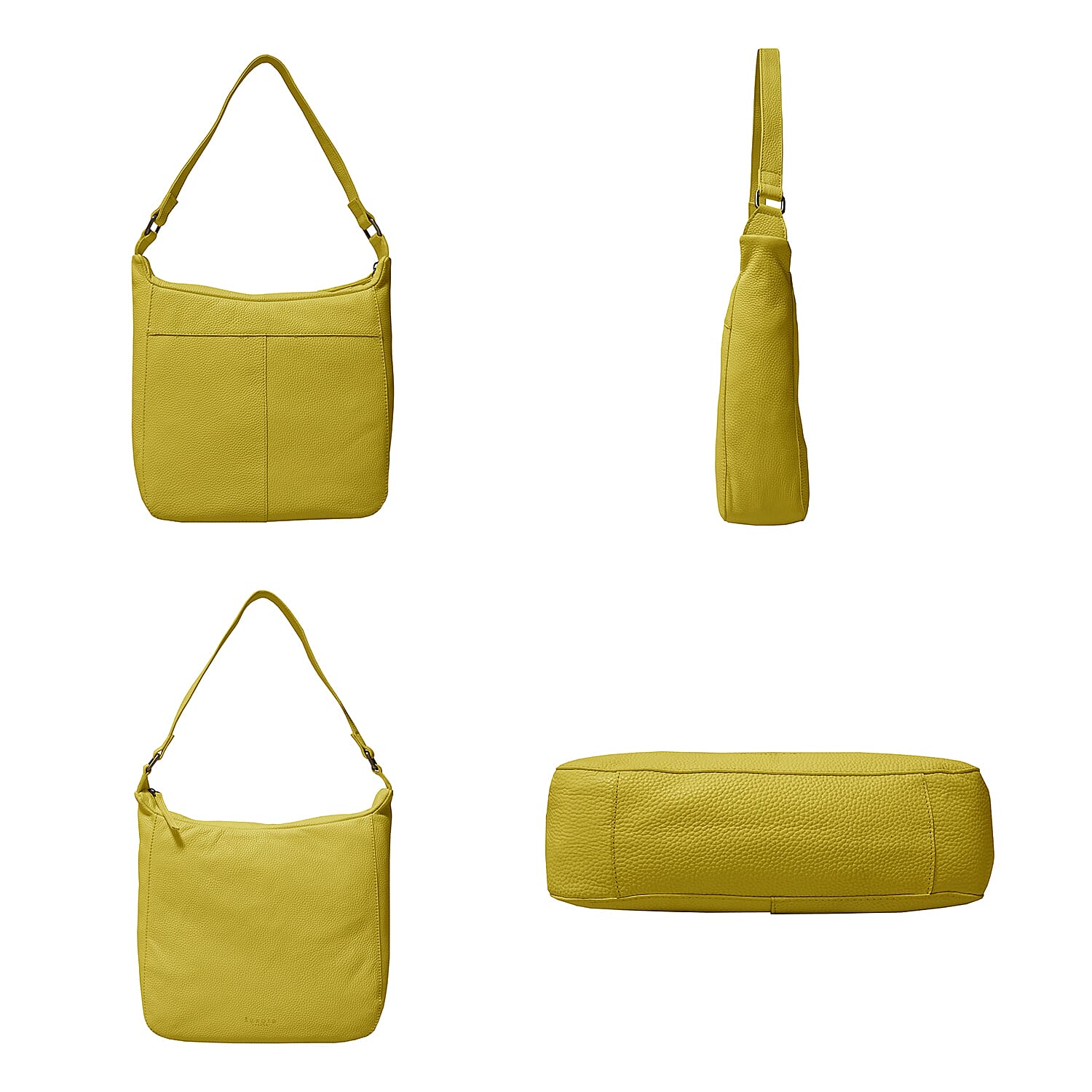 Assots London Bianca Genuine Pebble Grain Leather Slouchy Hobo Bag - Yellow 6083371 1