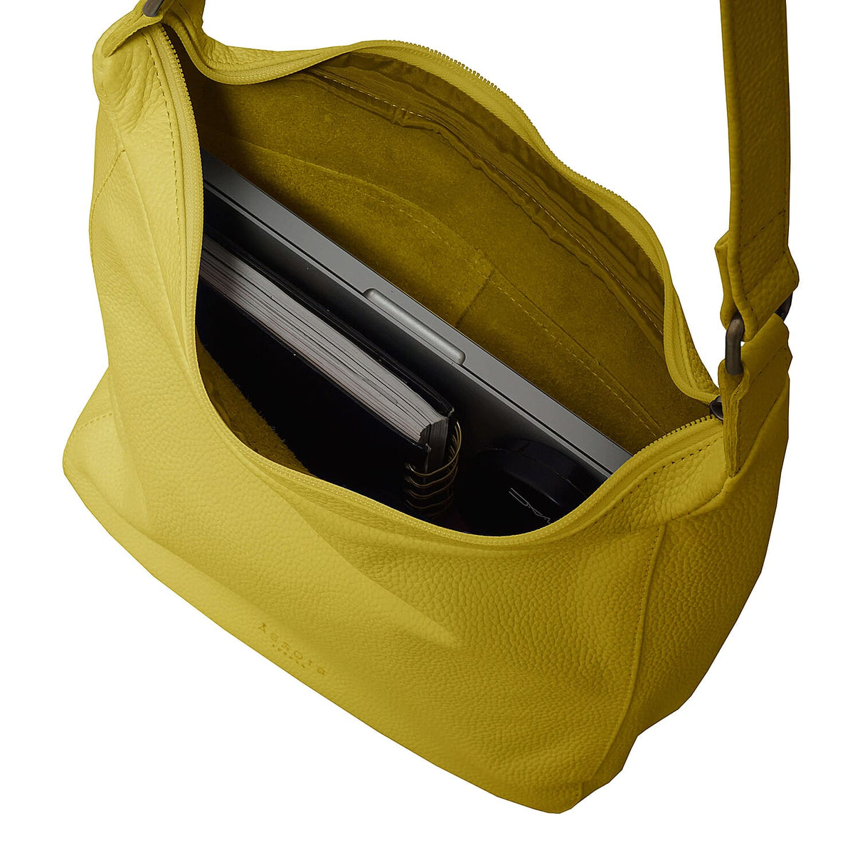 Assots London Bianca Genuine Pebble Grain Leather Slouchy Hobo Bag - Yellow 6083371 2