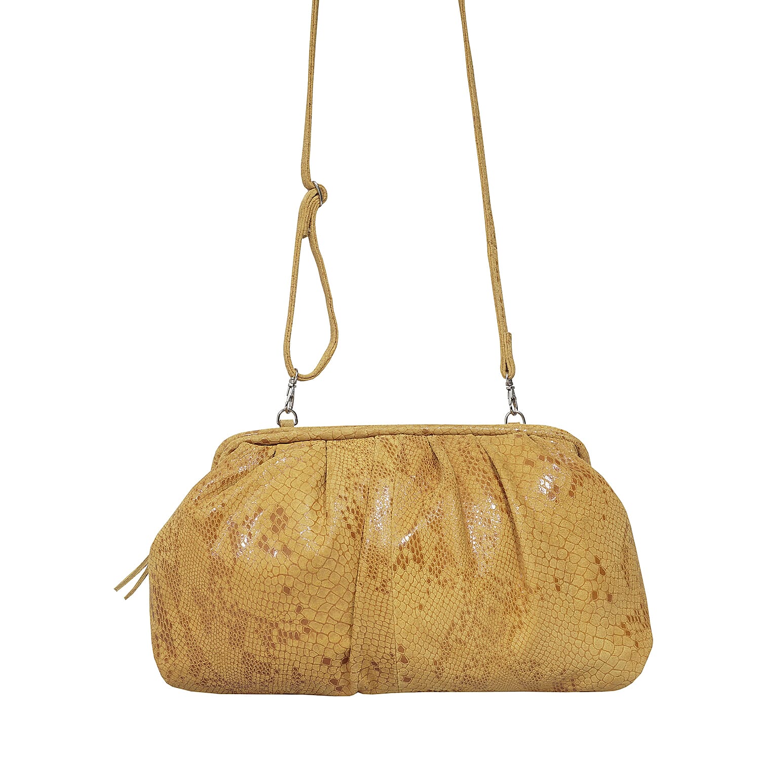 Assots London Genuine Leather Croc Pattern Crossbody Bag - Mustard 6272582 0