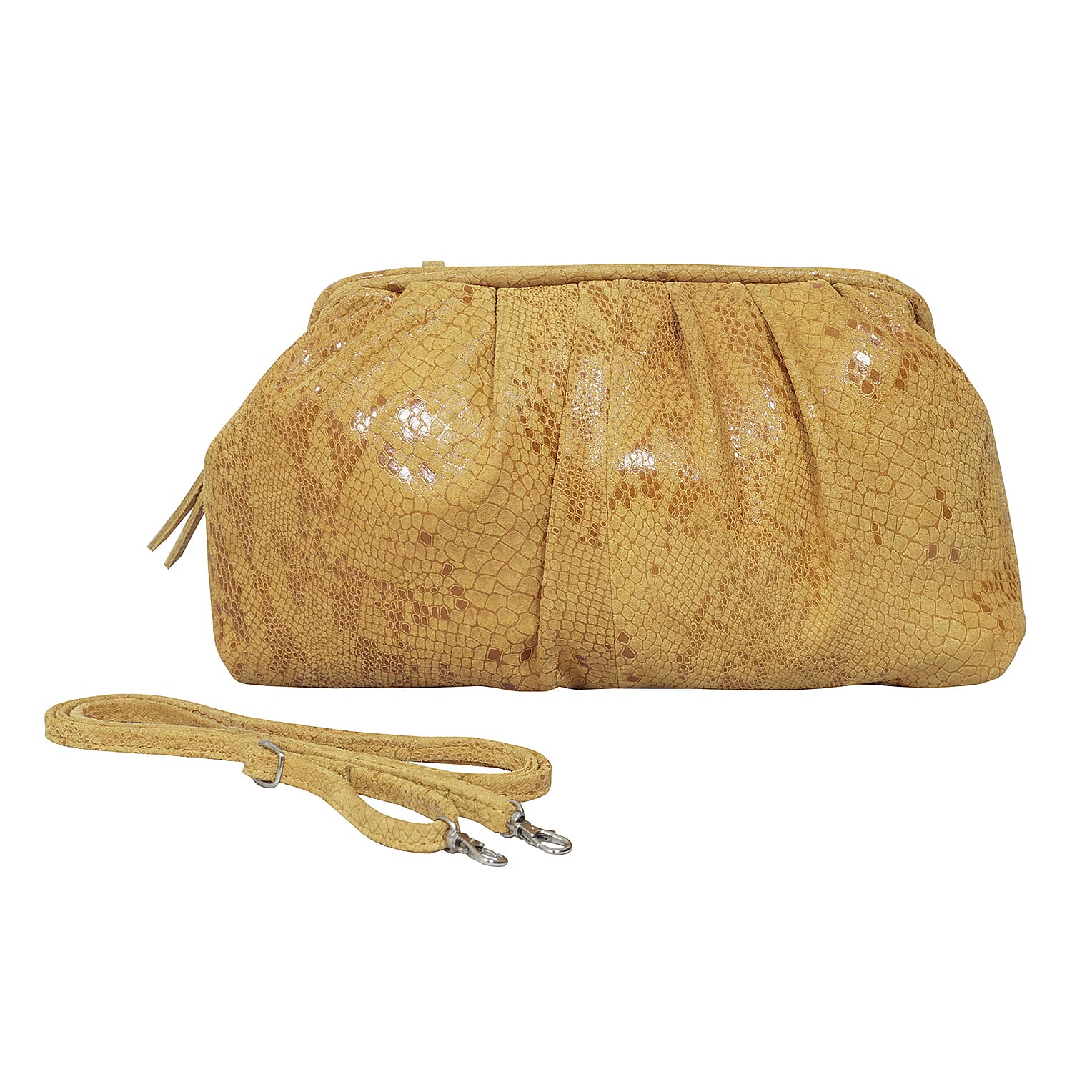 Assots London Genuine Leather Croc Pattern Crossbody Bag - Mustard 6272582 4