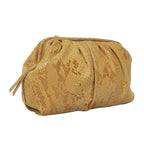 ASSOTS LONDON Harper Genuine Leather Snake Print Oversized Clutch Bag with Adjustable Shoulder Strap - Mustard