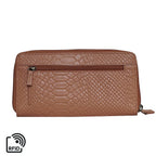 Assots London HAZEL Python Embossed Genuine Leather RFID Zip Around Purse (Size 20x2x10 Cm) - Rust
