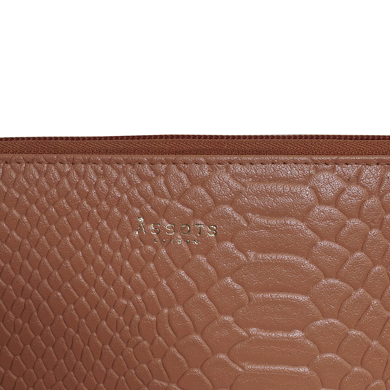 ASSOTS LONDON Hazel Python Embossed Genuine Leather RFID Zip Around Purse - Rust 6066735 1