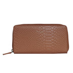 Assots London HAZEL Python Embossed Genuine Leather RFID Zip Around Purse (Size 20x2x10 Cm) - Rust