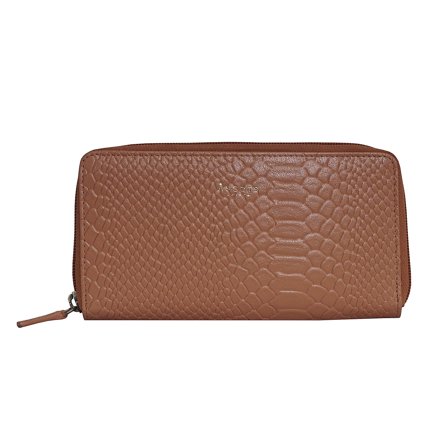 ASSOTS LONDON Hazel Python Embossed Genuine Leather RFID Zip Around Purse - Rust 6066735 2