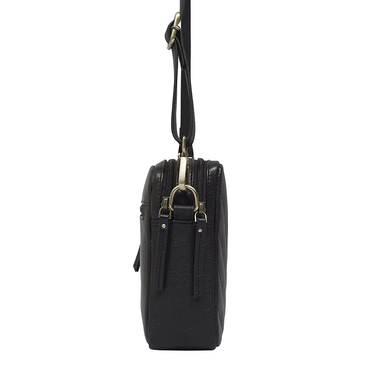 ASSOTS LONDON Iris 100% Genuine Leather Quilted Pattern Crossbody Bag with Detachable Shoulder Strap - Black 6919025 5