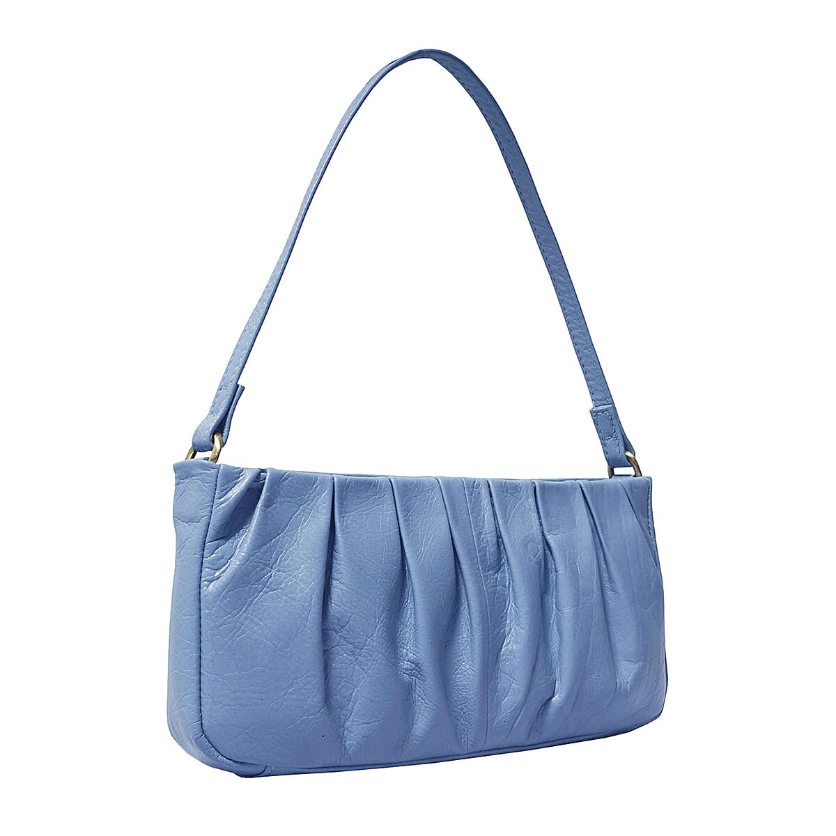 Assots London Ivy Genuine Leather Pleated Shoulder Bag - Pale Blue 6083005 0