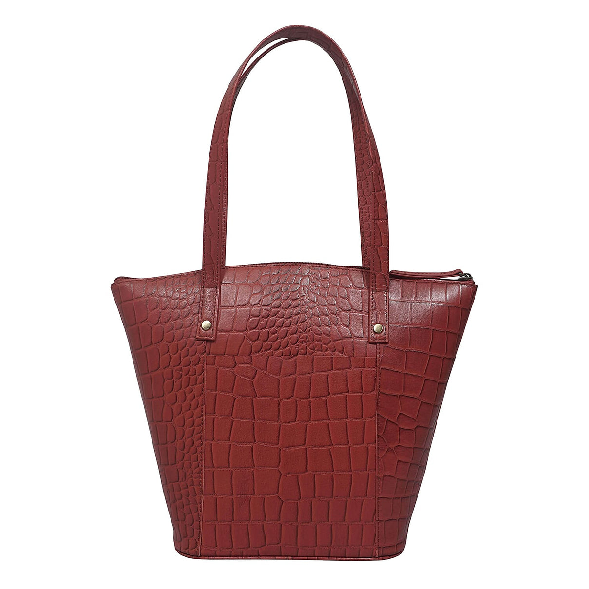 ASSOTS LONDON Melanie 100% Genuine Leather Croc Pattern Tote Bag with Handle Drop - Red 8834010 1