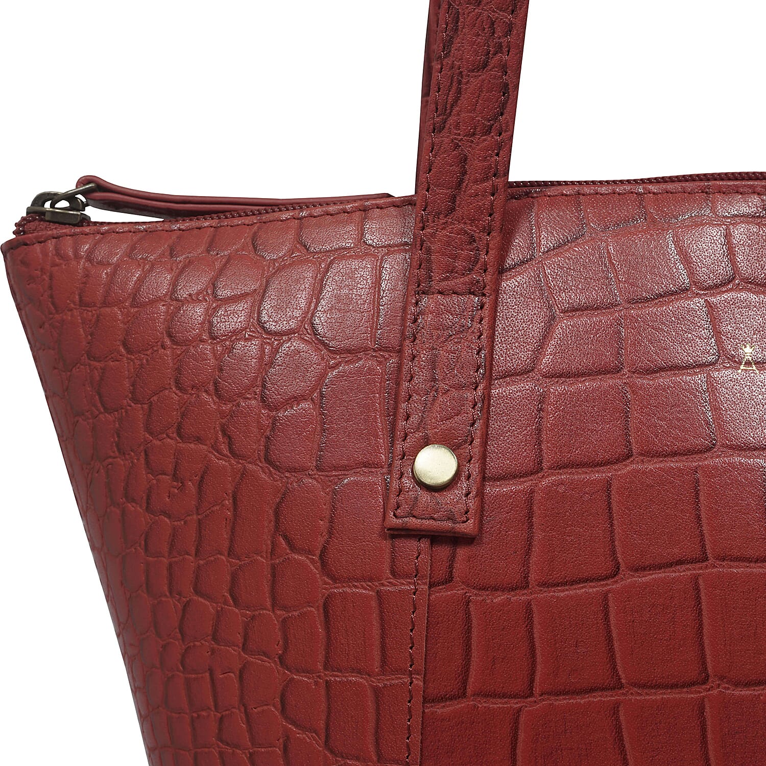ASSOTS LONDON Melanie 100% Genuine Leather Croc Pattern Tote Bag with Handle Drop - Red 8834010 2