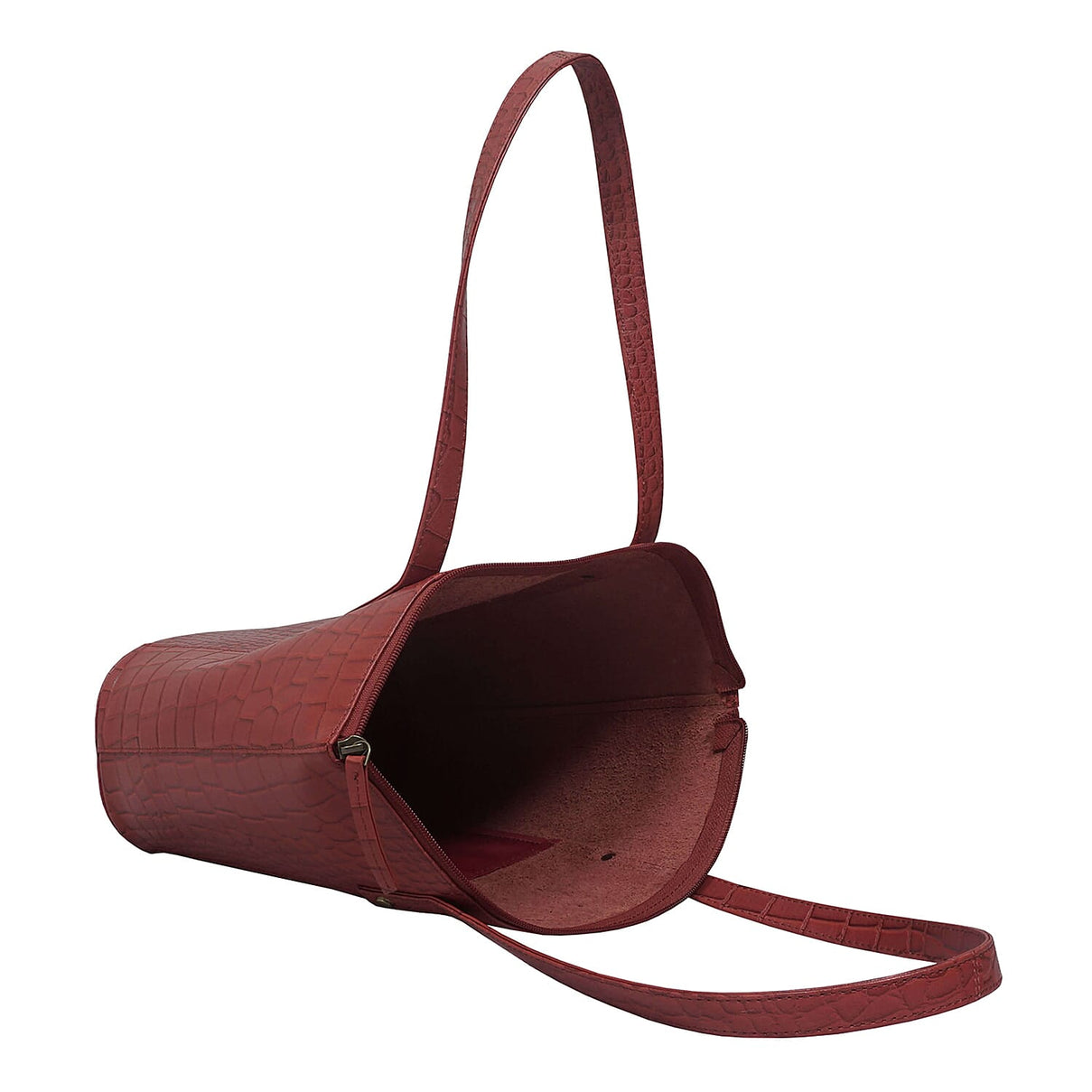 ASSOTS LONDON Melanie 100% Genuine Leather Croc Pattern Tote Bag with Handle Drop - Red 8834010 4